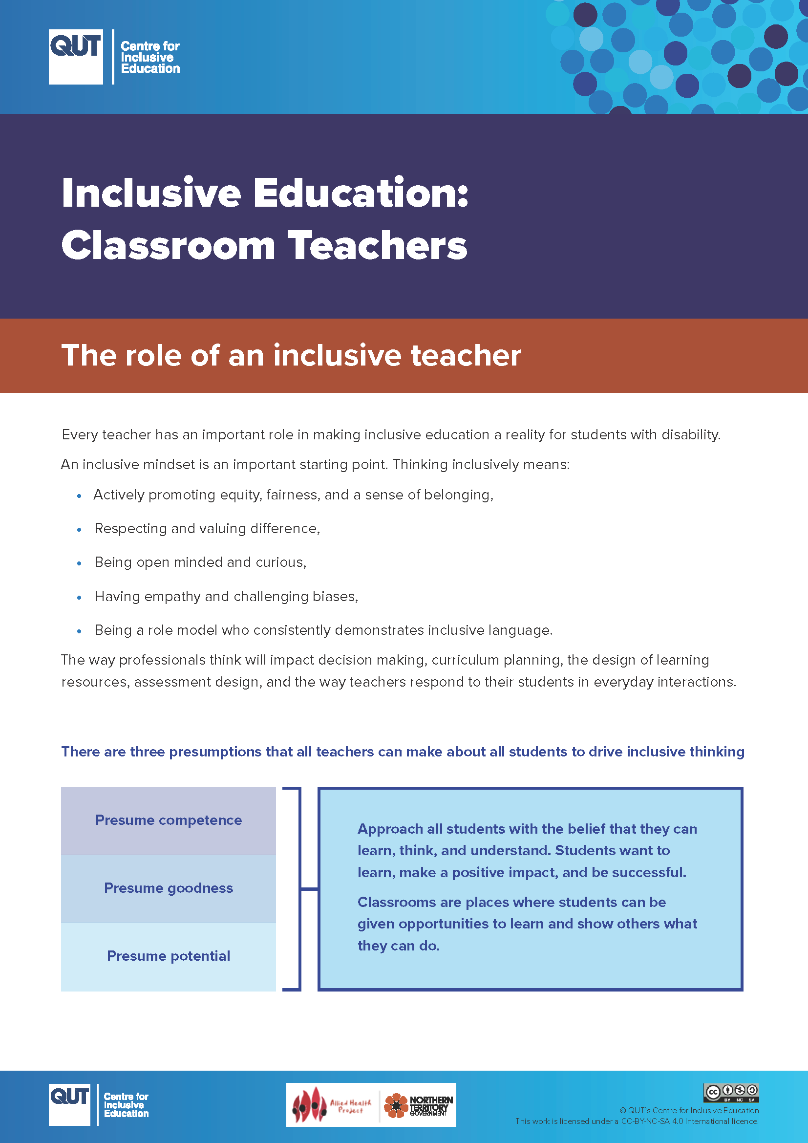 Thumbnail of printable handout for Inclusive Education: Classroom Teachers