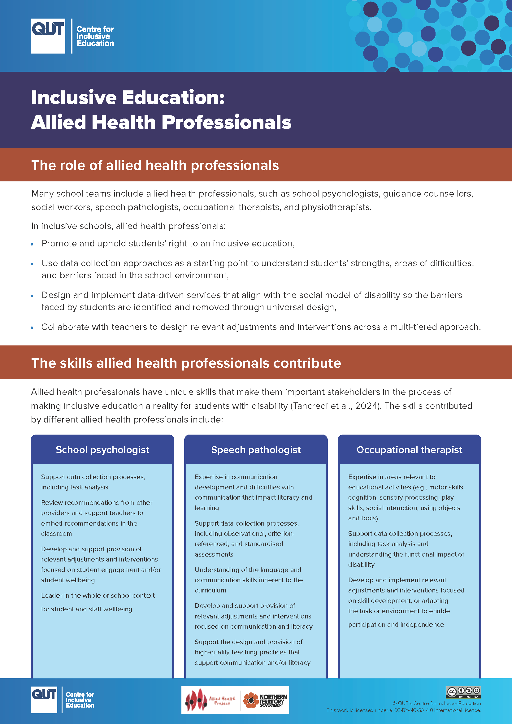 Thumbnail of printable handout for the role of allied health professionals